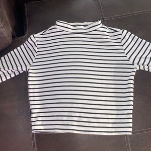 $12 white and black stripped croptop